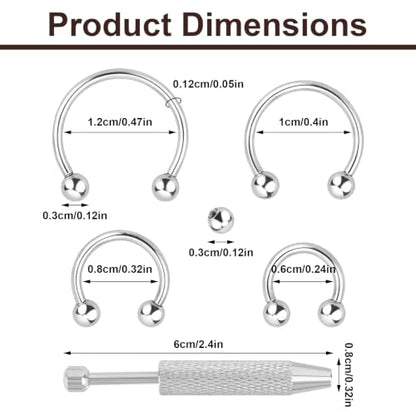 Mikovivi Acrylic Septum Rings,Plastic Horseshoe C-Shape Pincher Taper Cartilage Stretching Kit Piercing Retainer Jewelry for Women Man Nose Ear Tragus Size 14G 12G 10G 8G 6G 4G 2G 0G 00G