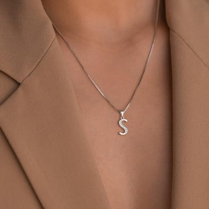 Initial Necklace for Women, 14K Gold Silver Plated Box Chain Letter Pendant, Trendy Name Necklace, Dainty Personalized Charm Jewelry Gift for Her - color: Silver, style: M