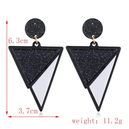 Black White Acrylic Earrings for Women Acrylic Triangular Drop Dangle Earrings Trendy Water Drop Two Tone Stud Earrings Geometric Resin Statement Earrings Jewelry - color: Triangular