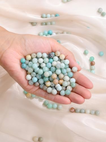 Jovivi 96pcs 8mm Natural Amazonite Round Stone Beads for Jewelry Making | Energy Healing Crystals Polished Semi Precious Gemstone,Genuine Real Stone Beads for Bracelet Necklace - color: Amazonite