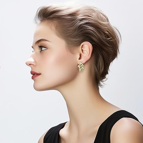 Rhinestone Stud Earrings for Women Small Dainty Crystal Cluster Drop Earrings for Girls Cute Costume Jewelry for Bridal Wedding Party Gift - color: Light Green