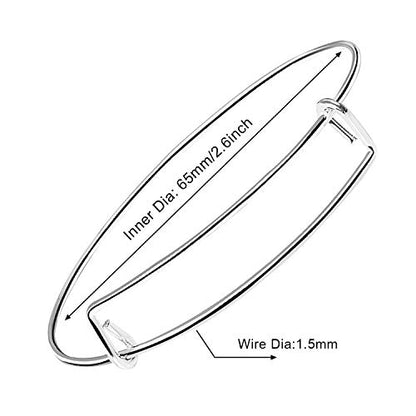 UPINS 60Pcs Silver Expandable Bangle Bracelets Adjustable Wire Bracelets | Stainless Steel Women Bracelets for DIY Jewelry Making Crafting Supplies for Beginners Experienced Jewelry Makers - color: Silver
