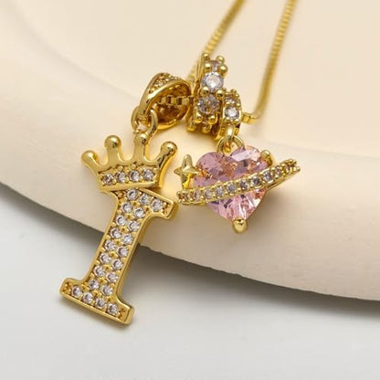 18K Gold & Silver Plated Initial Necklaces for Women - color: I-Gold