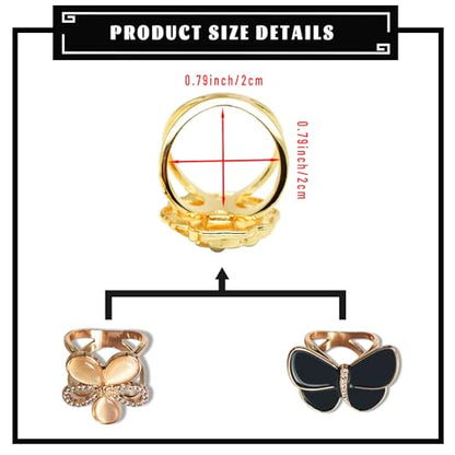 3pcs Fashion Scarf Ring Clip 3 Rings Silk Scarves Clip For Women Shawl Clip Buckle Gold Smooth Scarf Brooches Buckle - color: Scarf clip D-2PCS