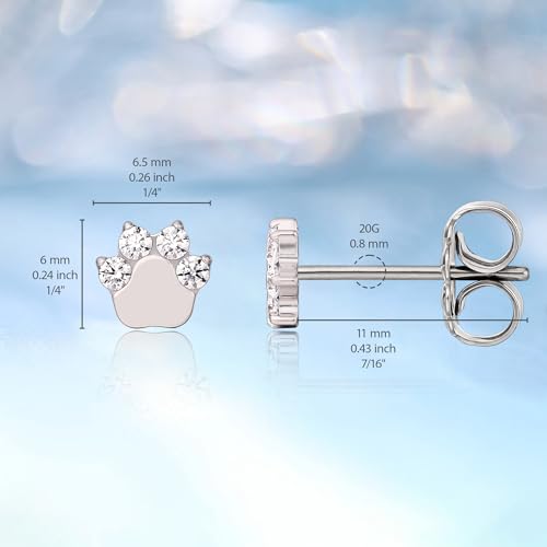 Limerencia G23 Pure Titanium Hypoallergenic Earrings | F136 Implant Grade Titanium Jewelry for Sensitive Ears - color: Cat Paws CZ