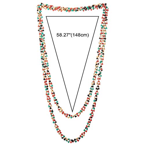COOLSTEELANDBEYOND Colorful Wood Beads Long Chains Necklace, Multi-Strand, Dress Party Event Prom
