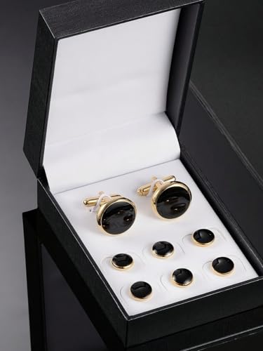 Meice 8 PCS Custom Men's Cufflinks and Tuxedo Studs Set,Formal Shirt Studs & Cuff Links for men,Wedding Groomsmen Best man Gift