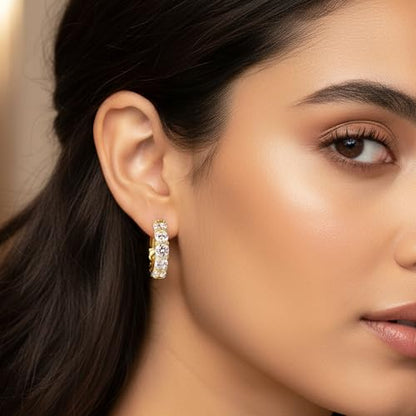 Gemsme Bridal Wedding Earrings for Brides Bridesmaides, 925 Sterling Silver Posts hypoallergenic Cubic Zirconia stud,Drop & Dangle Earrings for Women Jewelry Gifts - color: Gold - Hoop earrings