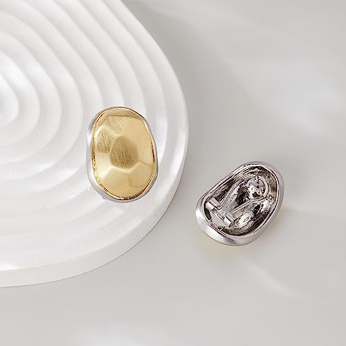 Mytys Two Tone Huggie Hoop Earrings Cross Over Design Twisted Rope Silver Gold Statement Wide Band Clip On Hoops for Women Fashion Jewelry Gift - color: Silver covered with gold