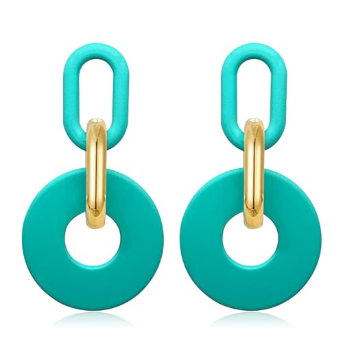 Acrylic Hoop Earrings Long Chain Earrings Minimalist Geometric Dangle Earrings Statement Drop Earrings for Women Girls - color: lake blue