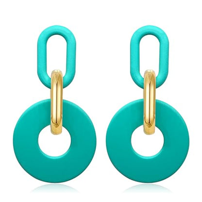 Acrylic Hoop Earrings Long Chain Earrings Minimalist Geometric Dangle Earrings Statement Drop Earrings for Women Girls - color: lake blue