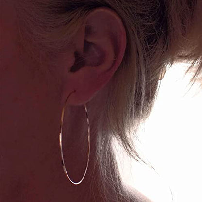 2mm Sterling Silver Big Hoop Earrings For Women - Large Hypoallergenic Circle Endless Thin Oversize Silver Hoops - color: 3 pairs,60mm hoops