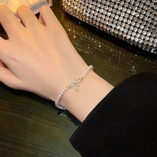 Pearl Bracelets for Women Dainty Gold Pearl Stretch Stackable Bracelet Bridesmaid Wedding Jewelry Gifts Prom Wedding Guest Dress - color: G:Gold Pearl Bracelet