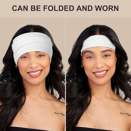 DiyJibb Headbands for Women, 7PCS Wide Cloth Hair Bands for Workout, Yoga, Skincare & Daily Wear, Soft & Stretchy - color: Black, white, dark gray, light gray