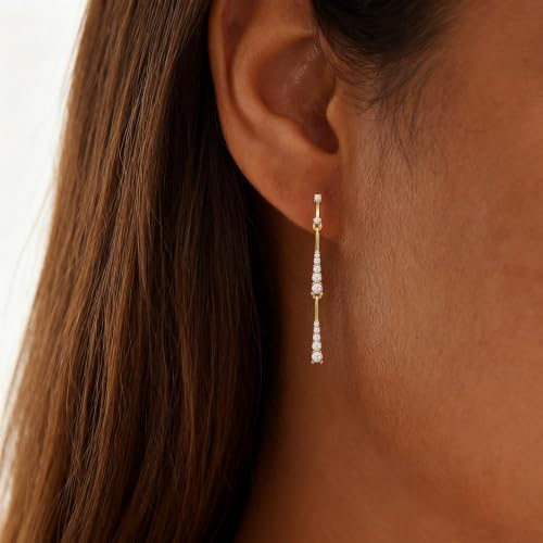 Dangle Earrings for Women,Dainty 14K Gold Plated Long Earrings Statement Gold Drop Earrings Unique Long Earrings For Women Trendy Jewelry Fashion Accessories - color: dangle1-Gold