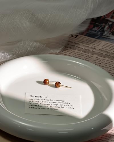Tiger Eye Stone Stud Earrings Brown Ball Earrings 14K Gold Plated 6mm Round Gemstone Earrings for Women Tiger Eye Jewelry for Gift