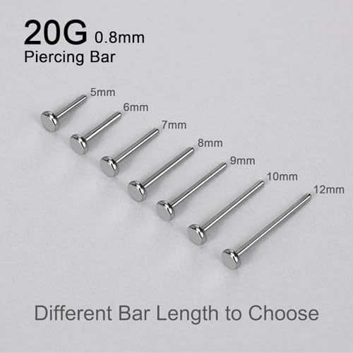 Threadless Bar G23 Titanium 20G 16G 18G Replacement Post Bar Flat Back Stud Earrings for Helix Cartilage Lobe Medusa Labret Nose Tragus Conch Piercing Jewelry - size: 20g 6mm, style: Disc 2.5mm,2Pcs Threadless Bars