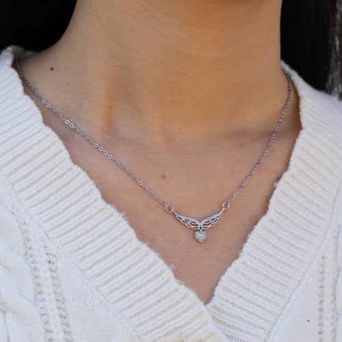 RZKING Silvery Necklace for Women, Gifts for Friend Mom Daughter Teacher - style: Angel Wing