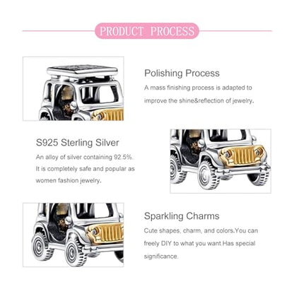 S925 Sterling Silver Cute Bead Charm for Pandora Bracelets and Necklaces | Lucky Clover Cute Animal Pink Bow Cherry Butterfly Pendant Bead Charms Jewelry Making Gifts for Women Valentines Mother's Day - style: Exploration Vehicle Bead Charm