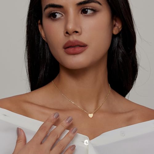 Luxval Diamond Pendant Gold Necklace for Women，Dainty 18k Gold Plated Choker Necklaces Simple Gold Jewelry Gifts for Women - color: Gold-small heart