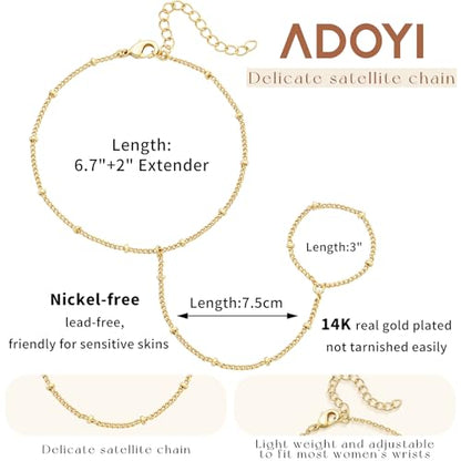 Gold Bracelets for Women, 14K Gold Plated Stackable Bracelet Stack Set Adjustable Charm Paperclip Chain Cuban Link Layered Waterproof Jewelry Sets Gifts for Womens 6.5 Inch - color: Gold Style C