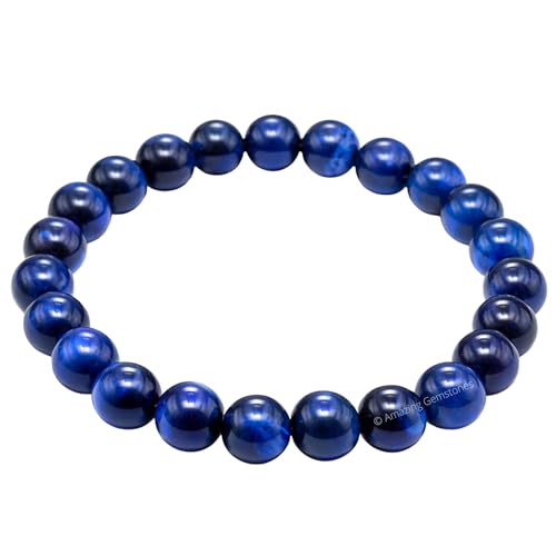 Amazing Gemstone Blue Cats Eye Crystal Bracelet for Women Men's Gifts - Protection Healing Crystal Bracelet - 8mm Gemstone Beaded Stretchable Bracelet Pulseras Para Hombres Mujer Stocking Stuffers Mothers Day Gift - color: Blue Cat's Eye