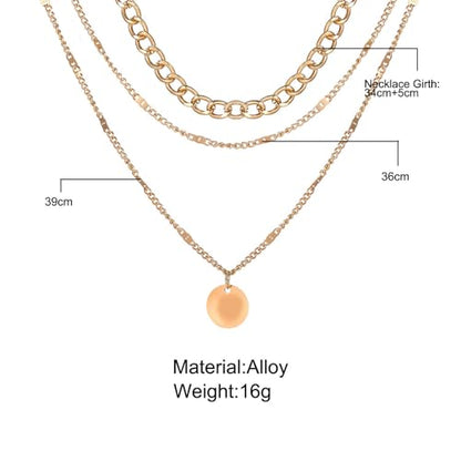 3Pcs Gold Circle Pendant Necklace Set Dainty Layered Stacked Pearls Chain Choker Necklace Trendy Birthday Jewelry Accessory Gift for Women - color: Gold Coin