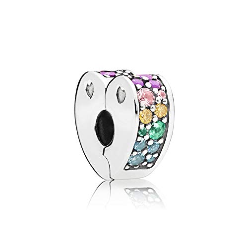 ARTCHARM Clasp Love Safety Chain Charm - Authentic 925 Sterling Silver Heart Beads - Fit European Style Bracelet - color: Arcs of Love clip