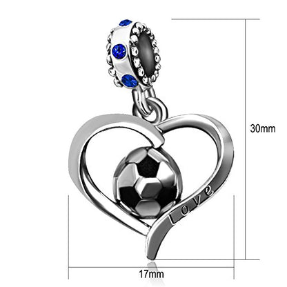 Football Charm Soccer World Cup Sport Heart Birthstone Charms for Bracelets Father Daughter Brother Son Jewelry - color: Blue