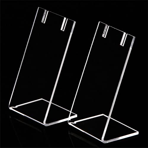 4 Pcs Clear Acrylic Jewelry Display Stands Single Pair Earring Holders L Shape Necklace Display Racks Small Ear Stud Organizer