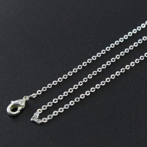 ALEXCRAFT Wholesale 12 PCS Silver Plated Solid Brass Flat Cable Chains | Bulk for Jewelry Making (18 Inch(1.5MM)) - color: Silver, size: 18 inch-0.059 inch