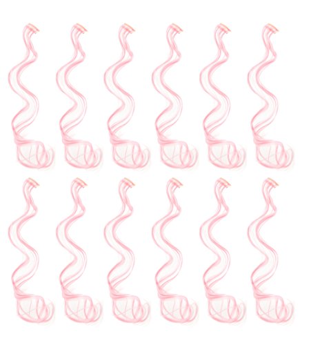 12 Pcs Curly Wavy One Color Party Highlights Clip on in Hair Extensions For Women Colored Hair Streak Synthetic Hairpieces (Pink) - color: Pink