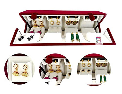 atorakushon 12 Pair Earrings Velvet Organizer Jewellery Box For Women and Girls Pack of 1 Maroon - style: Jhumka Earring Organiser Folder 12 Pair Cream