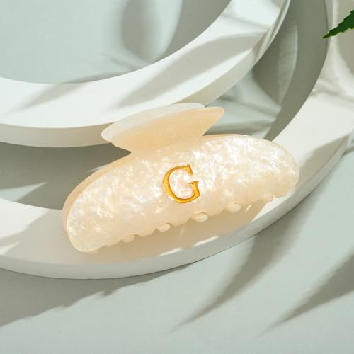 LILIE&WHITE Acrylic Letter Hair Clips For Women Stylish G Monogram | Alphabet Hair Clip Fashion Glitter Claw Clip Elegant And Durable Hair Accessory Large Hair Clips G - color: HC22539G