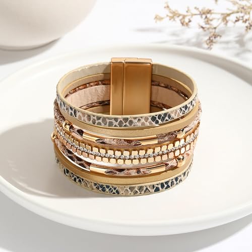 Long tiantian Boho Western Bracelets for Women Leather Wrap Bracelets Turquoise Bracelet Western Jewelry Country Concert Outfits - color: wrap bracelet(brown)