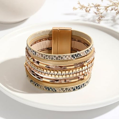 Long tiantian Boho Western Bracelets for Women Leather Wrap Bracelets Turquoise Bracelet Western Jewelry Country Concert Outfits - color: wrap bracelet(brown)
