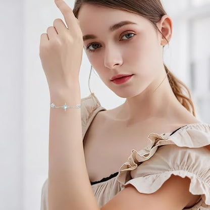 Moonstone Bracelet for Women 925 Sterling Silver Moonstone Bracelet Adjustable Jewelry Gift for Women - style: Star Bracelet