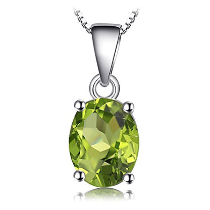 JewelryPalace Natural Gemstone Garnet Peridot Amethyst Citrine Blue Topaz Birthstone Solitaire Pendant Necklace Jewelry Set, 14k Gold Plated 925 Sterling Silver Necklaces for Women, 18 Inch Box chain - color: J-Sterling Silver-Peridot