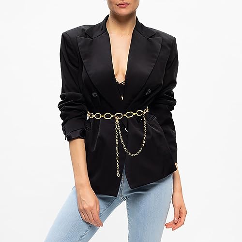 Women's Chain Belt Metal Waist Belt Chunky Belly Link Belt - color: 23028 Gold, size: S: 41.3 in