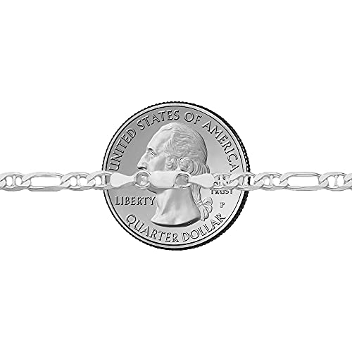 Savlano 925 Sterling Silver Italian Solid Figarucci Figaro Mariner Flat Link Chain Necklace For Men & Women - Made in Italy Comes Gift Box - size: 30 Inch, style: 4MM