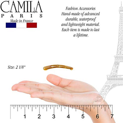 Camila Paris CP3092 French Hair Barrettes Clips, Snap Hair Slides Clic Clac for Women, Styling Girls Side Slide-in Metal Snap Pin Hair Accessories for Women. Strong Hold, No Slip Grip, Made in France - color: Yellow 2"