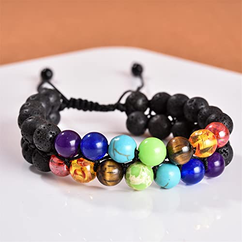 ONLYJUMP Planet Bracelet Solar System Universe Galaxy Bracelet Handmade Natural Stone Bead Bracelet String Adjustable Astronomy Gifts Bangle for Women Men - color: Double Layer Bracelet
