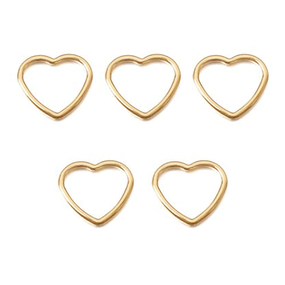 Elecrelive 5pcs 14K Gold Filled Heart Charms Hollow Linking Rings Open Back Bezel Frame Connector for Permanent Jewelry DIY Bracelet Necklace Making - color: Golden-Heart