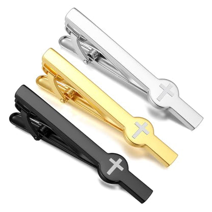 Tie Clips for Men 3Pcs Tie Bar Clip Set Personalized Gifts Suitable for Wedding Anniversary Business - style: 3pcs Cross