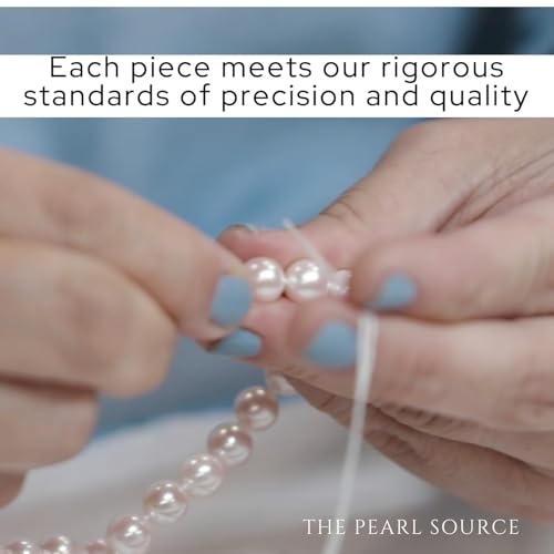The Pearl Source White Freshwater Pearl Double Strand Oval Necklace for Women, Premium AAA Pearl Quality 4.5-5.0mm Sterling Silver
