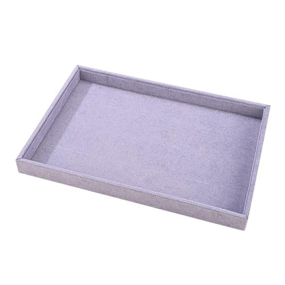 24 Grid Jewelry Tray Velvet Jewelry Display Tray with Removable Dividers | Jewelry Organizer Stackable Trays for Earrings Necklaces Bracelet Rings Display Showcase - Grey - color: Grey