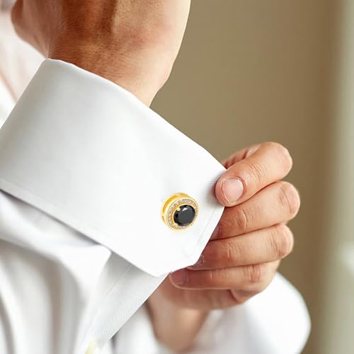 Cuff Links Mens Personalized Classic Round Cufflink Wedding Shirts Cufflinks for Men Jewelry Gifts - style: Black/white