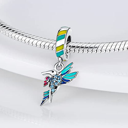 MULA 925 Sterling Silver Charms for Bracelets and Necklace Family Pendants | Airplane Travel Dangle Beads Family Tree Jewelry Charms for Women - color: Hummingbird Charm