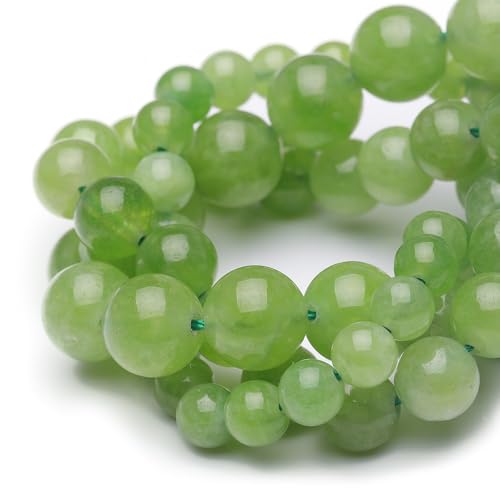 6mm Natural Stone Beads for Jewelry Making,Olive Jade Polished Smooth Round Gemstone Beads for Bracelet Necklace 15 Inch - color: Olive Jade, size: 6mm