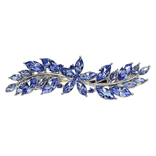 Faship Gorgeous Blue Rhinestone Crystal Small Floral Hair Barrette Clip - color: Blue